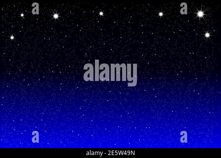Starry sky of deep space at night. Space background with sparkling stars of big and small sizes. Illustration, vector Stock Vector
