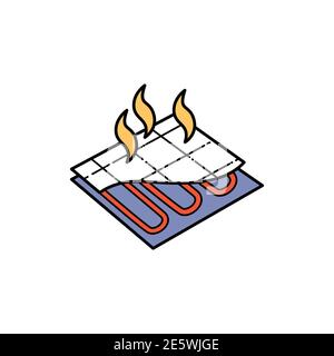 Underfloor heating olor line icon. Pictogram for web page, mobile app, promo. UI UX GUI design element. Editable stroke. Stock Vector