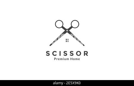 home or house with scissor modern logo symbol icon vector graphic design illustration Stock Vector