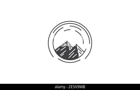 simple line mountain in circle  logo symbol icon vector graphic design illustration Stock Vector