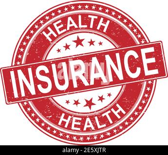 red Health insurance grunge rubber stamp on white background, vector illustration Stock Vector