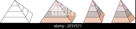 Simple 3d pyramid made of 4 layers, infographics element Stock Vector