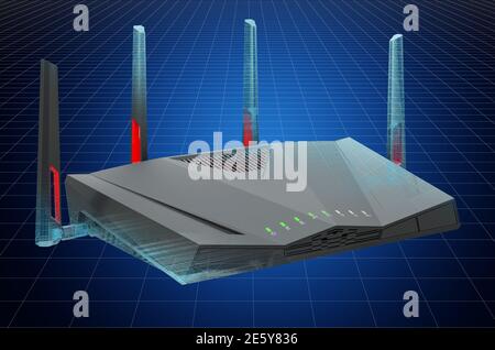 Visualization 3d cad model of router, blueprint. 3D rendering Stock ...