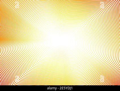 Undulating lines, orange, yellow, red gradient. Shiny waves. Abstract sunny background. Line art pattern, flash effect. Vector frame design. EPS10 Stock Vector