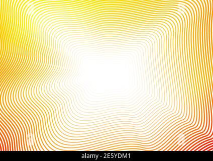 Red, orange, yellow waves, shiny squiggle lines. Abstract sunny background. Fractal pattern with flash effect. Vector colored frame design. EPS10 Stock Vector