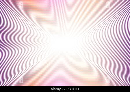 Purple, orange abstract wavy frame. Vector striped background. Squiggly curves. Multicolored gradient. Creative line art pattern, flash effect. EPS10 Stock Vector