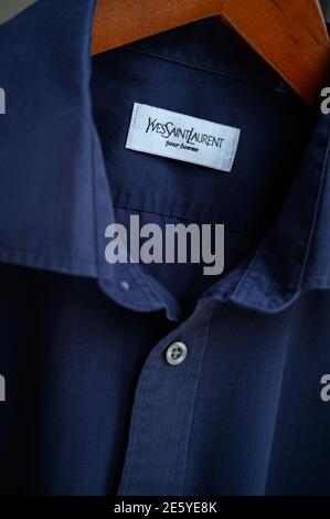 Yves saint laurent label in shirt hi-res stock photography and
