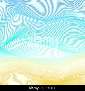 Yellow, turquoise, blue wavy lines. Sandy beach, sea waves, sky art concept. Multicolored background. Vector abstract pattern, bright gradient. EPS10 Stock Vector