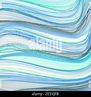 Blue, cyan, green, black squiggle curves, net. Multicolored abstract background, striped pattern. Vector line art design. Dynamic wavy lines. EPS10 Stock Vector