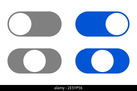 On Off Switch Button Slider Icon Set. Vector Image. Stock Vector