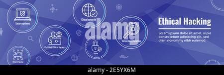 Certified Ethical Hacker - CEH - icon set, web header banner Stock Vector