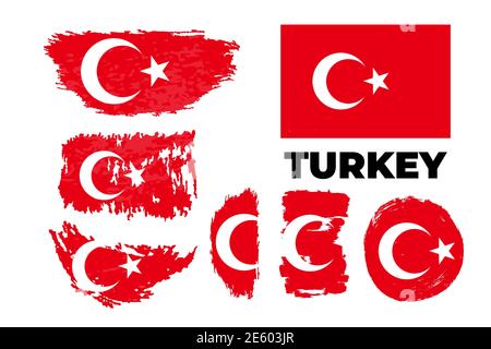 Artistic grungy watercolor brush flag of Turkey country. republic day of Turkey Stock Vector