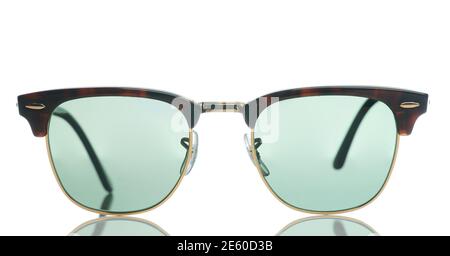 Classic sunglasses isolated front view on white studio background Stock Photo
