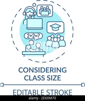 Considering class size concept icon Stock Vector
