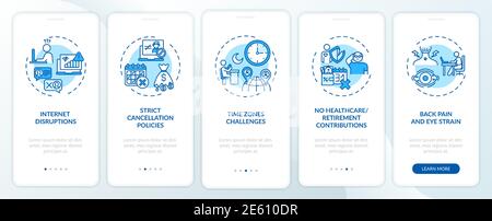 Online english teaching challenges onboarding mobile app page screen with concepts Stock Vector
