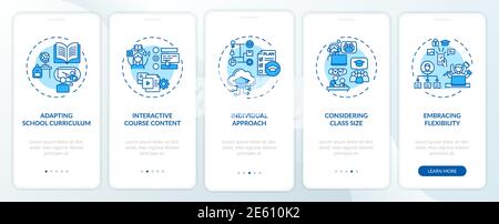 Online teaching tips onboarding mobile app page screen with concepts Stock Vector