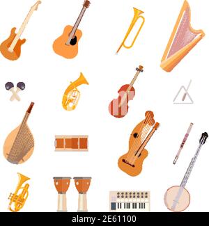 Big collection of vector music instruments Stock Vector