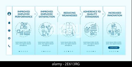 Employee training and development benefits onboarding vector template Stock Vector