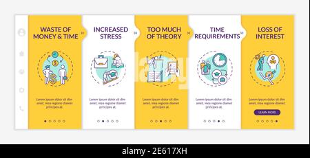 Employee training and development disadvantages onboarding vector template Stock Vector