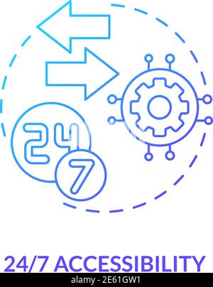 24 7 accessibility concept icon Stock Vector