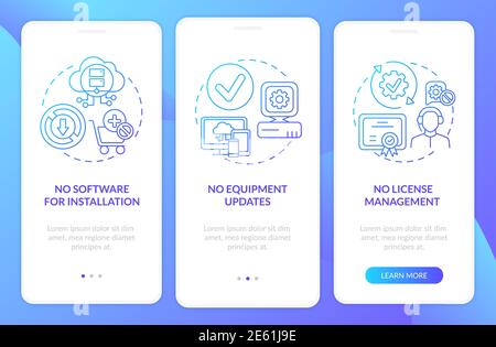 SaaS pluses onboarding mobile app page screen with concepts Stock Vector