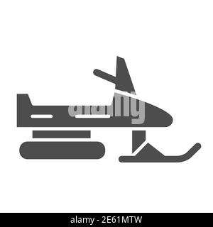 Snowmobile solid icon, extreme winter transport symbol, Snowmobiling vector sign on white background, Snowmobile motorbike icon glyph style for mobile Stock Vector