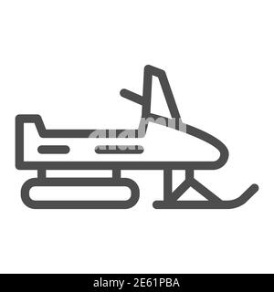 Snowmobile line icon, extreme winter transport symbol, Snowmobiling vector sign on white background, Snowmobile motorbike icon outline style for Stock Vector