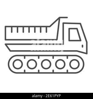 Snowplow thin line icon, winter transport symbol, cross-country vehicle vector sign on white background, caterpillar snowmobile icon outline style Stock Vector