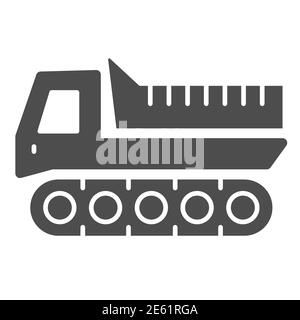 Snowplow solid icon, winter transport symbol, cross-country vehicle vector sign on white background, caterpillar snowmobile icon glyph style mobile Stock Vector