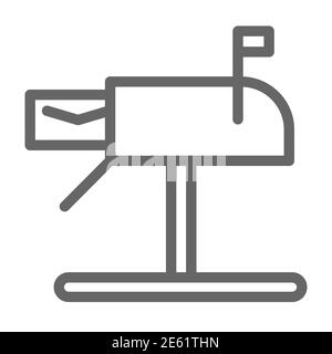 Letter in mailbox line icon, delivery service symbol, received mail vector sign on white background, mailbox side view icon in outline style mobile Stock Vector