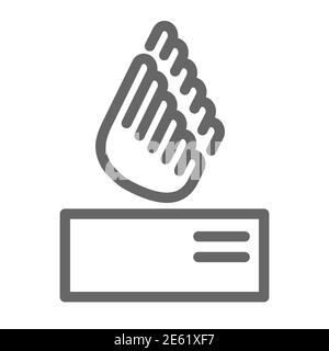 Fast parcel delivery line icon, logistics symbol, received mail with wings vector sign on white background, express delivery service logo icon in Stock Vector