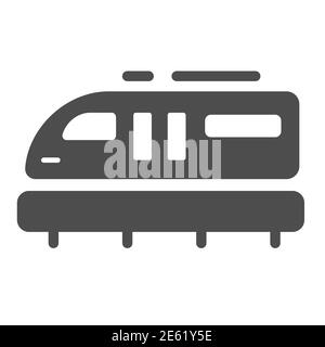 Monorail train solid icon, transportation symbol, Monorail subway vector sign on white background, railway transport icon in glyph style for mobile Stock Vector
