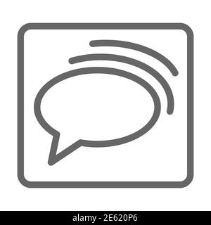 Chat message sign line icon, Communication chat symbol, received mail notification vector sign on white background, Speech bubble symbol icon in Stock Vector