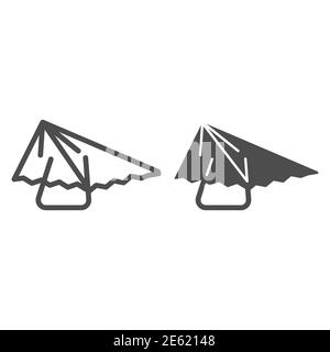 Hang glider line and solid icon, extreme sport activity symbol, paragliding vector sign on white background, hang-glider icon in outline style for Stock Vector