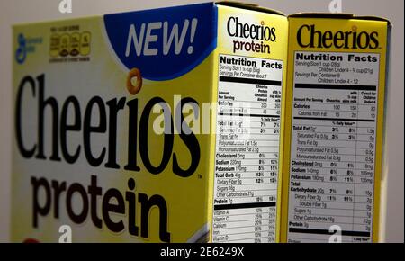 Two types of Cheerios cereal, one with protein (L) and one without, are ...