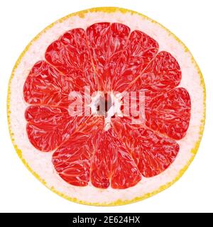 Top view of grapefruit slice isolated on white background with clipping path. Stock Photo