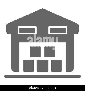 Warehouse solid icon, logistics symbol, delivery storage vector sign on white background, Warehouse with delivered parcels icon in glyph style for Stock Vector