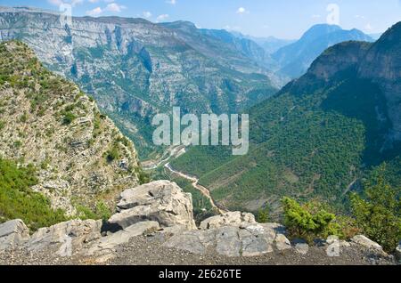 Cemi Canyon from Lagjja e Re Pass, Kelmend Valley - Albania Stock Photo