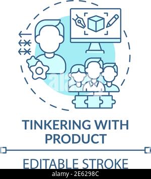 Tinkering with product concept icon Stock Vector