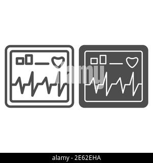 Monitor screen displays heart rate thin line icon, Healthcare concept ...