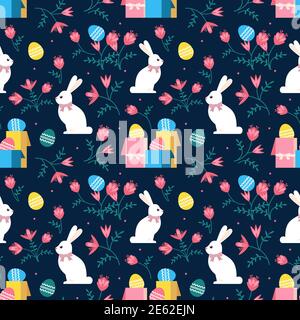 Cute Easter Bunny Seasonal Decorative seamless pattern Stock Vector