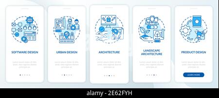 Collaborative design fields onboarding mobile app page screen with concepts Stock Vector