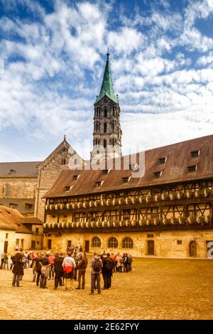 Bamberg Cathedral as seen from the Domplatz built in the 13th century Stock Photo