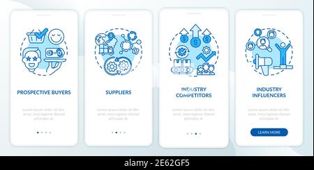 Co-creation participants onboarding mobile app page screen with concepts Stock Vector