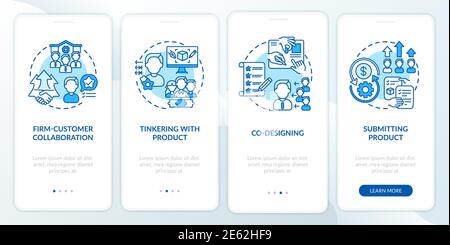 Collaborative creation types onboarding mobile app page screen with concepts Stock Vector