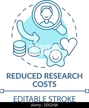 Reduced research costs concept icon Stock Vector