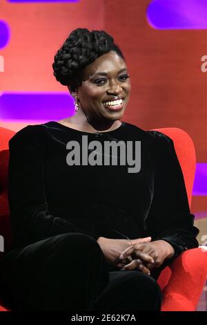 EDITORIAL USE ONLY Andi Osho during filming for the Graham Norton Show