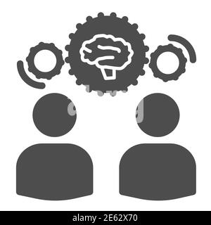 Two men share knowledge solid icon, business concept, Knowledge or ideas sharing between two people sign on white background, two men exchanging Stock Vector
