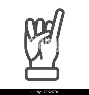 Little finger of human hand raised up line icon, gestures concept, little finger making promise sign on white background, gesture of promise icon in Stock Vector