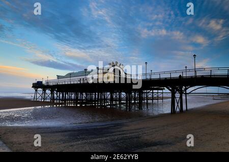 Evening colours, Cleethorpes Pier, Cleethorpes town, North East Lincolnshire; England; UK Stock Photo
